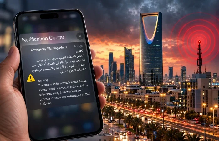 إطلاق إنذار عبر المنصة الوطنية للإنذار المبكر عن «تهديد جوي معادٍ» في مدينة الرياض